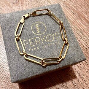 $595 FERKO'S FINE JEWELRY 14K Yellow Gold Paperclip Chain Link Bracelet 6.5"